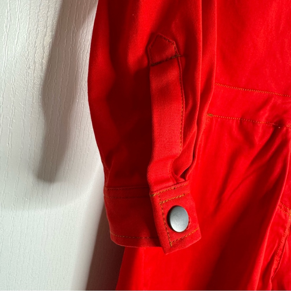 Wildfang The Essential Long Sleeve High Waisted Coverall Romper Red Small New - Picture 6 of 12
